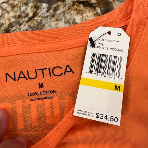 NWT Nautica Men's Peach/Orange Whale Ale Graphic Short Sleeve T-Shirt - SIZE M - Picture 6 of 8